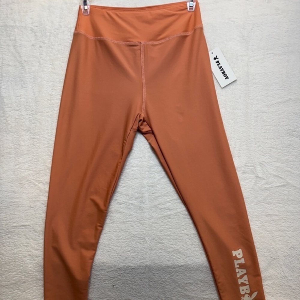 PLAYBOY Leggings womens Size Small Peach Scrunch Butt Athleisure Casual